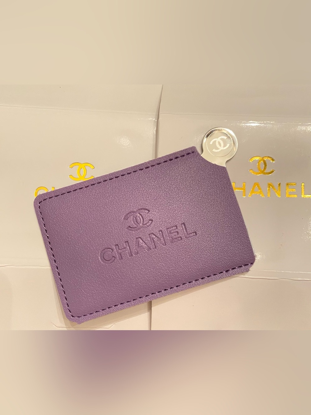 CHANEL Embossed Leather Mirror card Holder - Picture 2 of 5